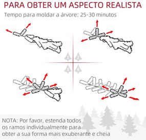 HOMCOM Árvore de Natal Artificial com Neve 180 cm 508 Ramos Realistas