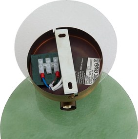 Candeeiro de Parede Art Deco Bronze Escuro com Vidro Verde e Transparente 2 Luzes - Text