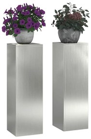 Suportes de Plantas para Exterior Pilar 2 pcs 24x24x75 cm Aço Galvaniz