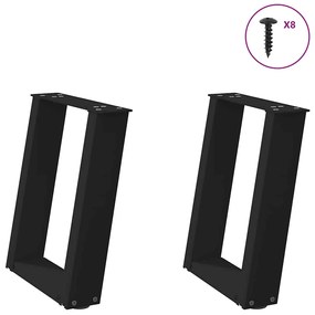 vidaXL Pés para mesa de centro em formato de U, 2 peças, preto, 28x(42-43) cm, aço
