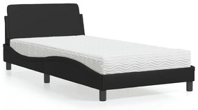 Cama com colchão 100x200 cm couro artificial preto
