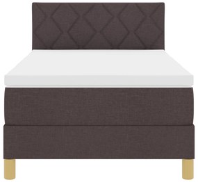 Cama Box Spring com Colchão Marrom Escuro 90x190 cm Tecido
