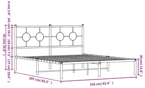 Estrutura de cama com cabeceira 150x200 cm metal branco