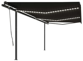 Toldo retrátil manual com LED 6x3 m antracite