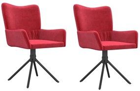 Conjunto de 2 Cadeiras Fabian Giratórias em Veludo - Vermelho Tinto -