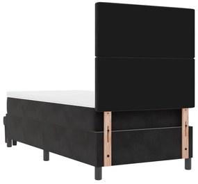Cama Box Spring com Colchão e Banco Preto 100x200 cm Veludo