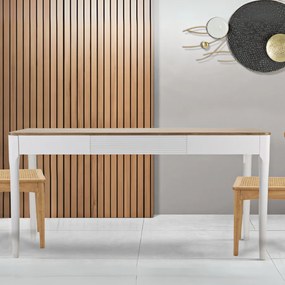 MESA DE JANTAR MATERA 180X90X80 CM BRANCO E CASTANHO