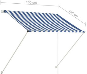 Toldo retrátil 100x150 cm azul e branco