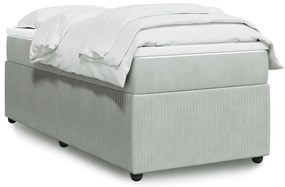vidaXL Cama com molas/colchão 80x200 cm veludo cinza-claro