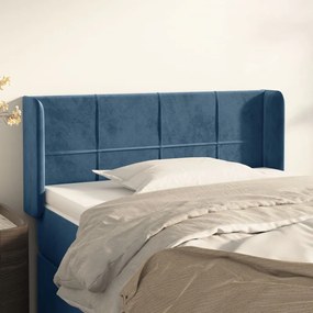 Cabeceira de cama c/ abas veludo 83x16x78/88 cm azul-escuro