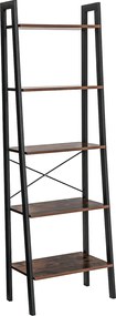 Estante em escada de design industrial 5 prateleiras 56 x 172 x 34 cm Castanho Vintage