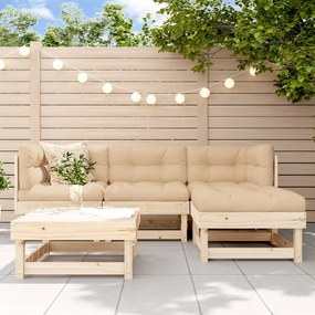 5 pcs conjunto lounge de jardim madeira de pinho maciça