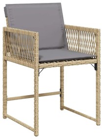 Conjunto de Jantar de Jardim com 5 Peças e Almofadas Bege em Rattan Si