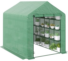 Estufa de Jardim Estufa de Exterior com Prateleiras de 4 Níveis Porta