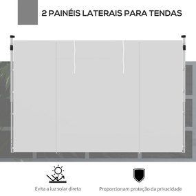 Paredes Laterais para Tenda de 2 Painéis 3x2 m com Janela Enrolável e Porta com Fecho de Correr para Tenda 3x3/6 m Branco