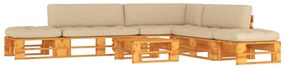 vidaXL 6 pcs conjunto lounge paletes pinho impregnado castanho mel