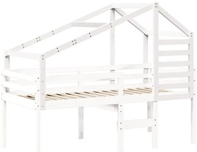 Telhado de cama infantil 198x97x113 cm pinho maciço branco