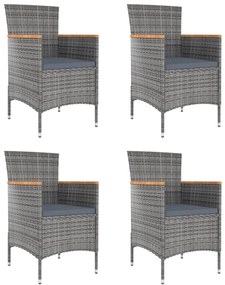 vidaXL Cadeiras de jantar para jardim 4 pcs vime PE cinzento