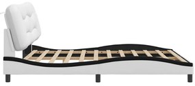 Estrutura cama c/ luzes LED 180x200cm couro artif. branco/preto