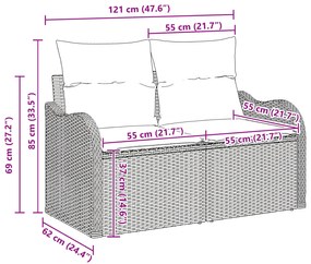 Conjunto de Sofá de Jardim vidaXL de 14 Peças com Almofadas Preto Ratt