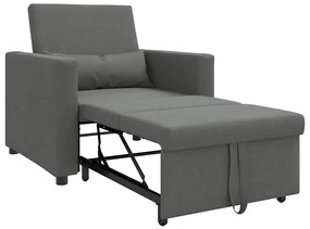 Sofá Cama 3 em 1 Conversível Tecido Cinza Escuro