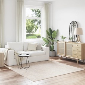 Tapete Shaggy vidaXL com suporte de látex Creme 200x200 cm