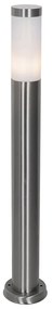 Candeeiro de poste exterior moderno em aço com opal 80 cm IP44 - Rox Moderno