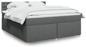 vidaXL Cama com molas/colchão 180x200 cm tecido cinzento-escuro