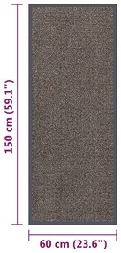 Tapete de entrada tufado 60x150 cm castanho-escuro