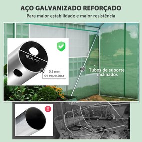 Estufa tipo Túnel 6x3x2 m Estufa de Exterior com 4 Janelas de Malha Co