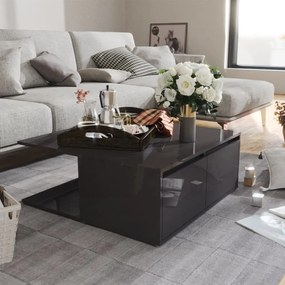 vidaXL Mesa de centro 80x80x31 cm derivados de madeira cinza brilhante