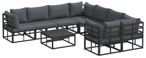 Conjunto de Sofá de Jardim 9 pcs Preto 70 x 70 x 32 cm Alumínio