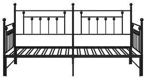 Estrutura de Daybed com Cama Extra VidaXL Preta 90x190 cm Aço