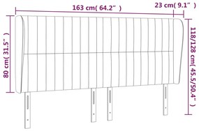 Cabeceira cama c/ abas tecido 163x23x118/128 cm castanho-escuro