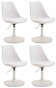 Conjunto de 4 cadeiras de sala de jantar Maverick em plástico com estrutura branca 76-81 x 48 x 57 cm Branco