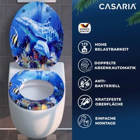 Assento sanitário Sealife com descida automática 45,7 x 38 cm Azul