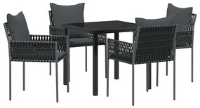 Conjunto de Jantar de Jardim 5 Peças com Almofadas e Cadeiras de Poli