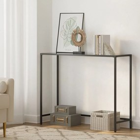 Mesa consola entrada linhas simples 35 x 100 x 80 cm vidro, aço preto