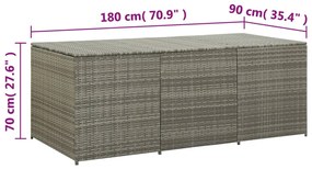 Caixa de arrumação para jardim 180x90x70 cm vime PE cinzento