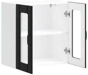 Armário de parede de cozinha porta vidro Lucca preto