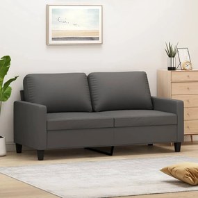 vidaXL Sofá de 2 lugares 140 cm couro artificial cinza