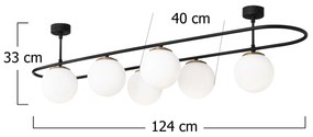 Candeeiro de Teto Abakus – Preto e Branco – 124 x 40 cm