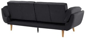 Sofá-cama em veludo preto ASBY Beliani