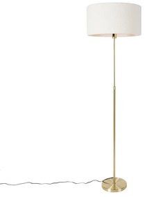 Candeeiro de chão regulável dourado com abajur branco 50 cm - Parte Design