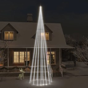 vidaXL Árvore de Natal mastro de bandeira 1134 LEDs 800 cm branco frio