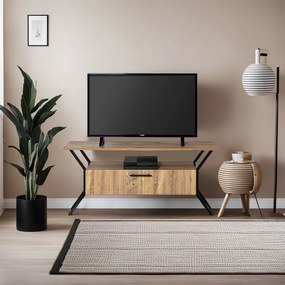 Móvel TV Tarz – Nogueira e Preto – 125x54x35 cm
