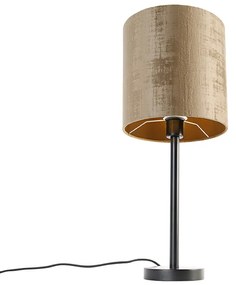 Candeeiro de mesa moderno preto com tom castanho 25 cm - Simplo Moderno