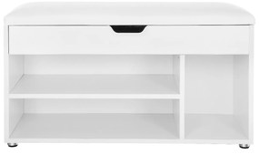 Banco de sapatos de madeira VASAGLE, assento de armazenamento Paaed, armário de corredor com 2 prateleiras e um baú escondido, branco LHS30W