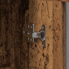 Armário Montado na Parede com Portas de Vidro - Madeira Velha - 69.5x3