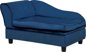 PawHut Sofá para pets com compartimento de armazenamento, almofada macia, até 15 kg de capacidade, revestimento em pelúcia, estrutura em madeira maciça, Azul | Aosom Portugal